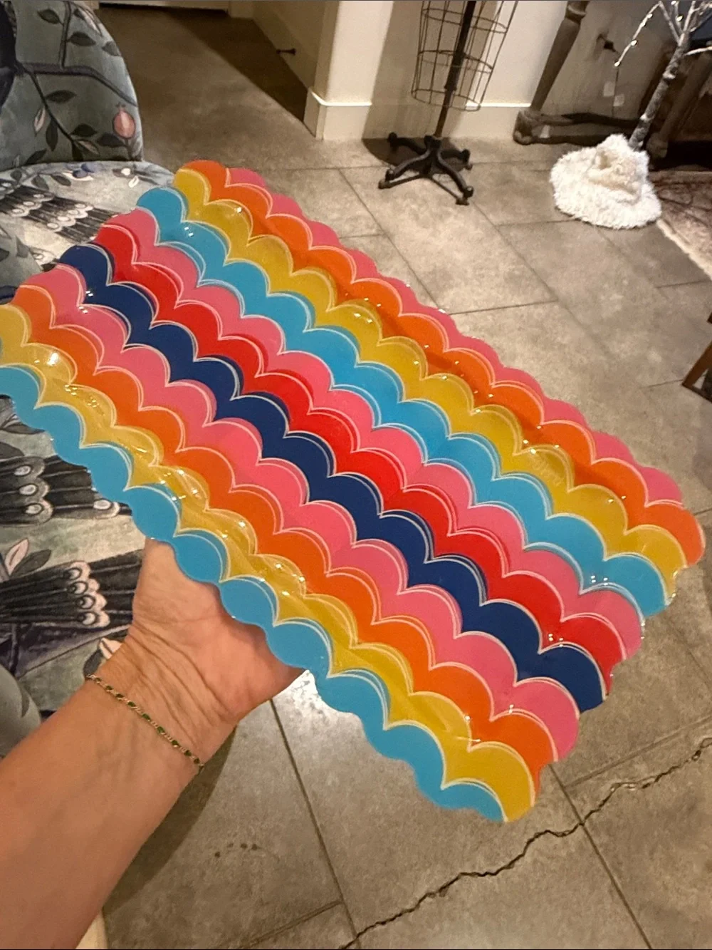 Packed Party Colorful Scalloped Rainbow Serving Tray